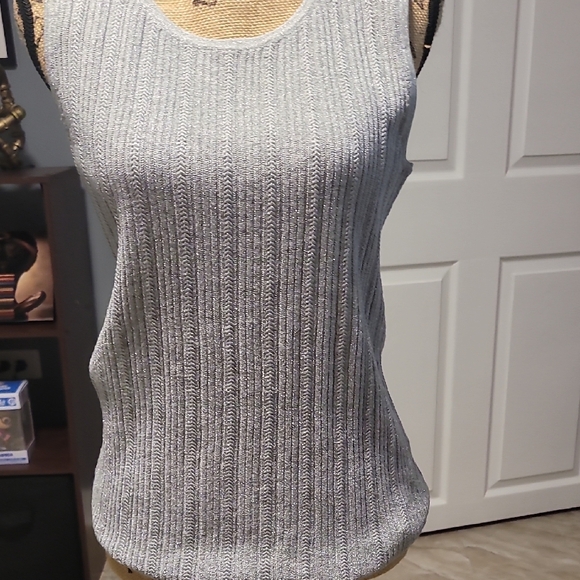 Talbots Gray Ribbed Tank Top - Picture 3 of 6